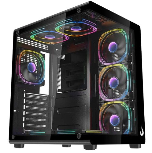 Gabinete Gamer Rise Mode Galaxy Glass X, Mid Tower, Vidro Temperado, mATX, Sem Fonte, Sem Fan, Preto, RM-GA-GGX-FB