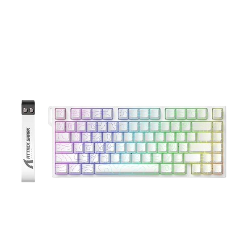 Teclado Magnetico Gamer Attack Shark R82HE, Rapid Trigger, 8000Hz, 0.08ms, 75%, White Contour, Branco - AS-R82HE-WCL