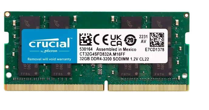 MEMORIA RAM PARA NOTEBOOK CRUCIAL DDR4 32GB 3200MHZ - Ct32g4sfd832a