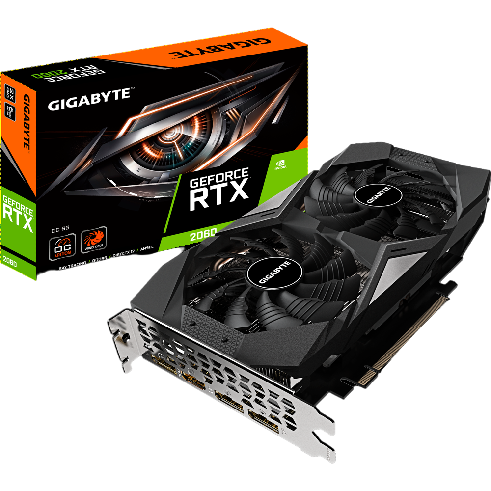 PLACA DE VIDEO RTX 2060 6GB GIGABYTE GEFORCE GDDR6 192 BIT DUAL FAN-GV-N2060D6-6GD-REV-2.0