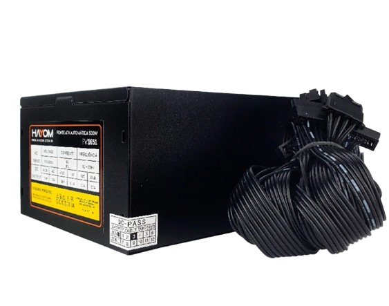 FONTE ATX HAYOM PW1651 500W PRETA E CABO PRETO