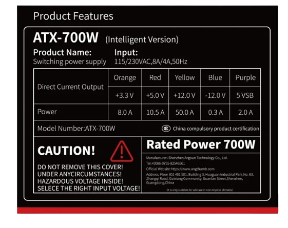 FONTE ATX-700 700W ANGTHUMB CABO PRETO